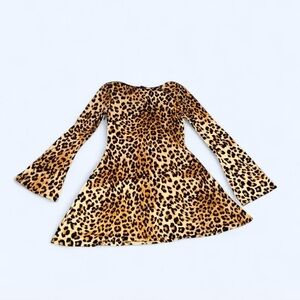 Leopard Print Flare Sleeve Dress
